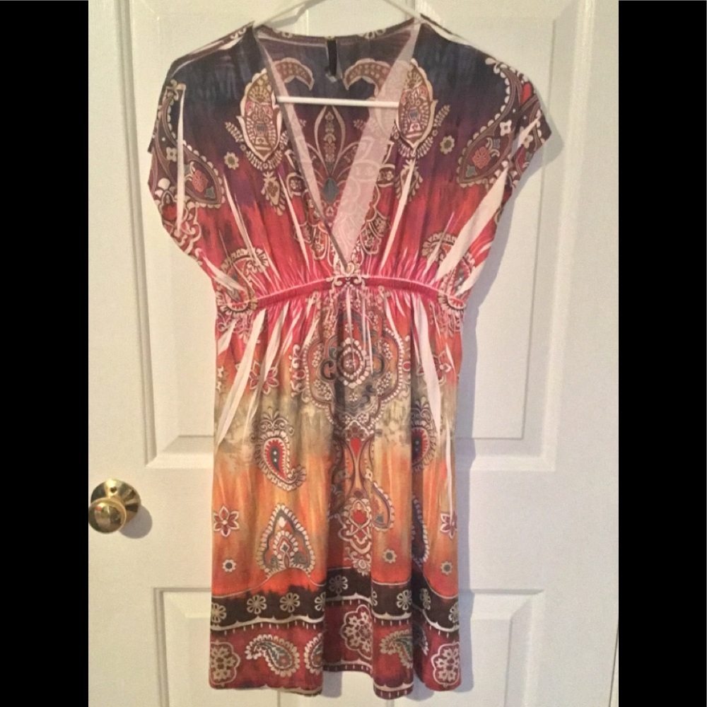 Light and easy  boho top tunic plunging v-neck